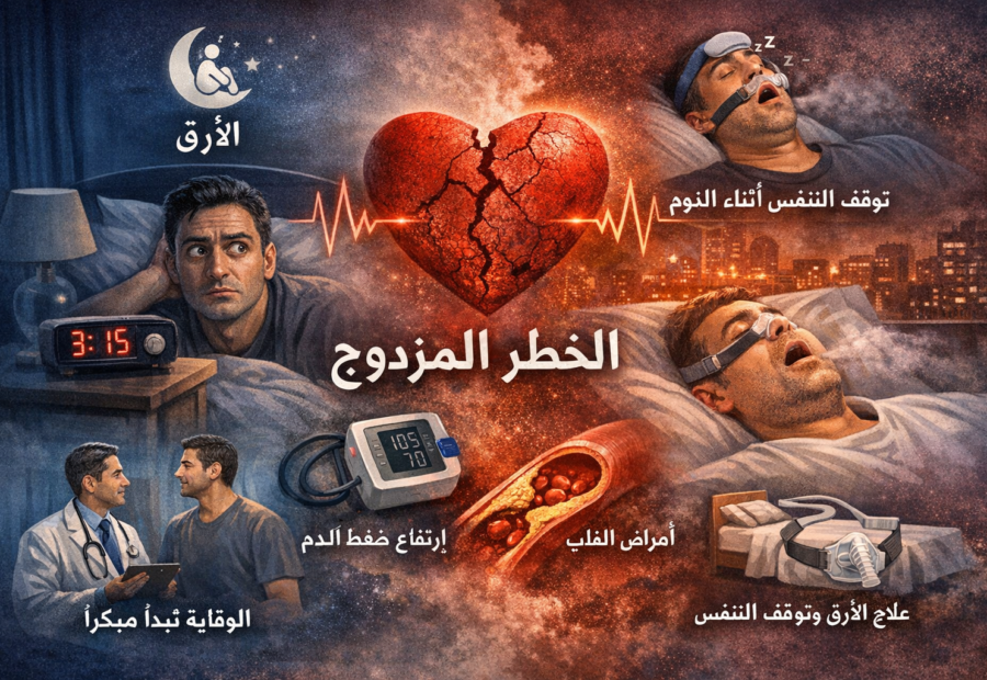 مزيج النوم الخطير..كيف قد يقود الأرق وتوقف التنفس إلى أمراض القلب؟