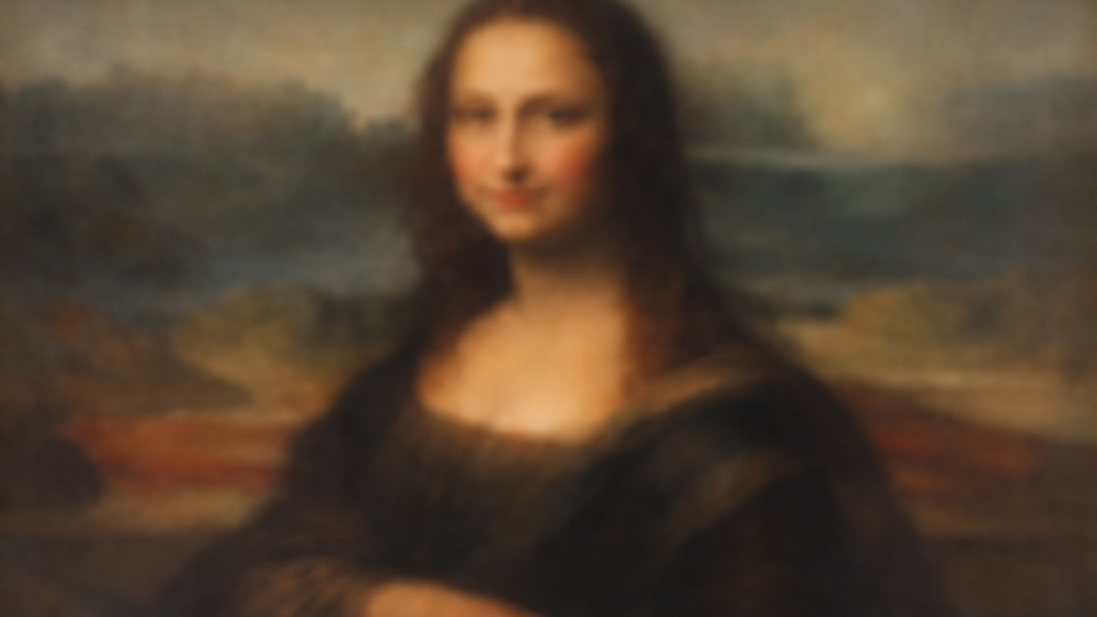 لوحة الموناليزا من أهم روائع اللوفر ( صورة مولدة بالذكاء الاصطناعي)