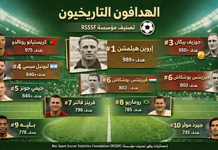 ليس رونالدو ولا ميسي.. من هو الهداف الحقيقي في تاريخ كرة القدم؟