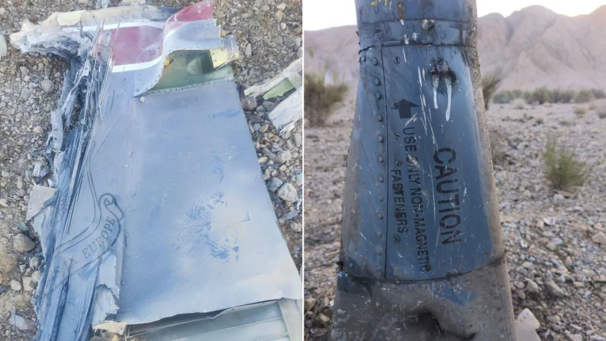 حطام مقاتلة أميركية قالت إيران إنها أسقطتها (نور نيوز)