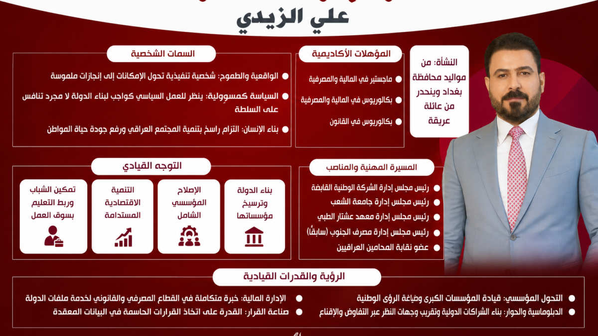 السيرة الذاتية لرئيس الوزراء العراقي المكلف علي الزيدي بحسب وكالة الأنباء العراقية