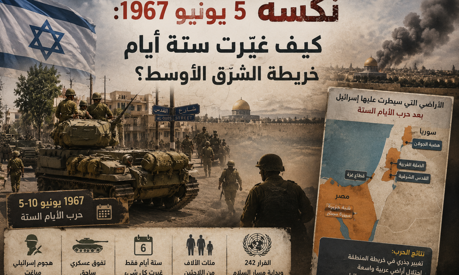 نكسة 5 يونيو 1967: كيف غيّرت 6 أيام خريطة الشرق الأوسط؟